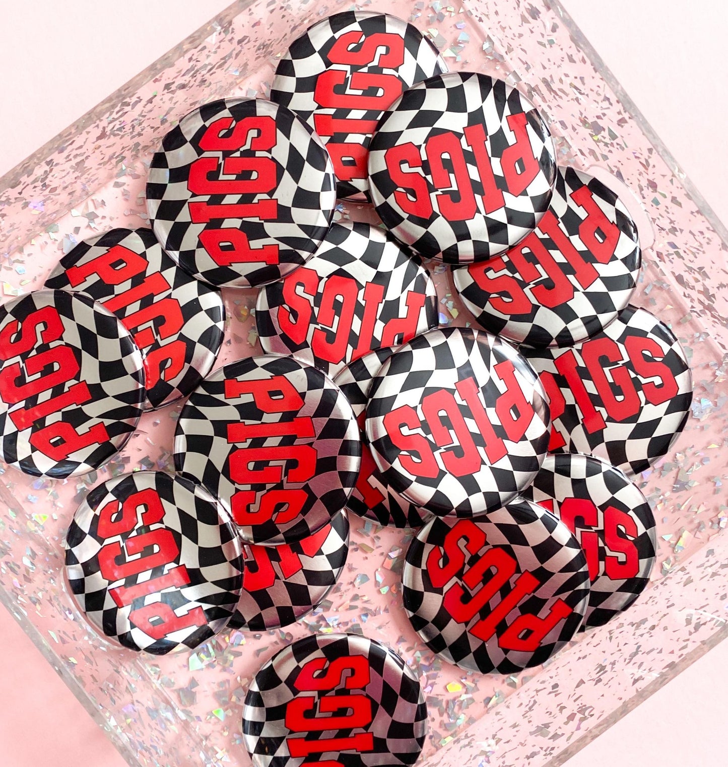 Checker Pigs Button Pin