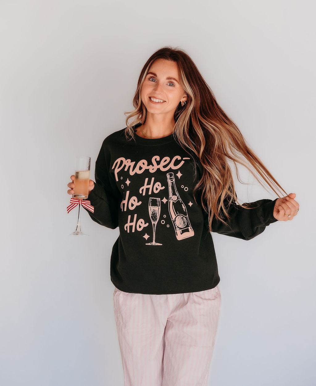 Prosec-Ho Ho Ho Adult Christmas Forest Green Sweatshirt