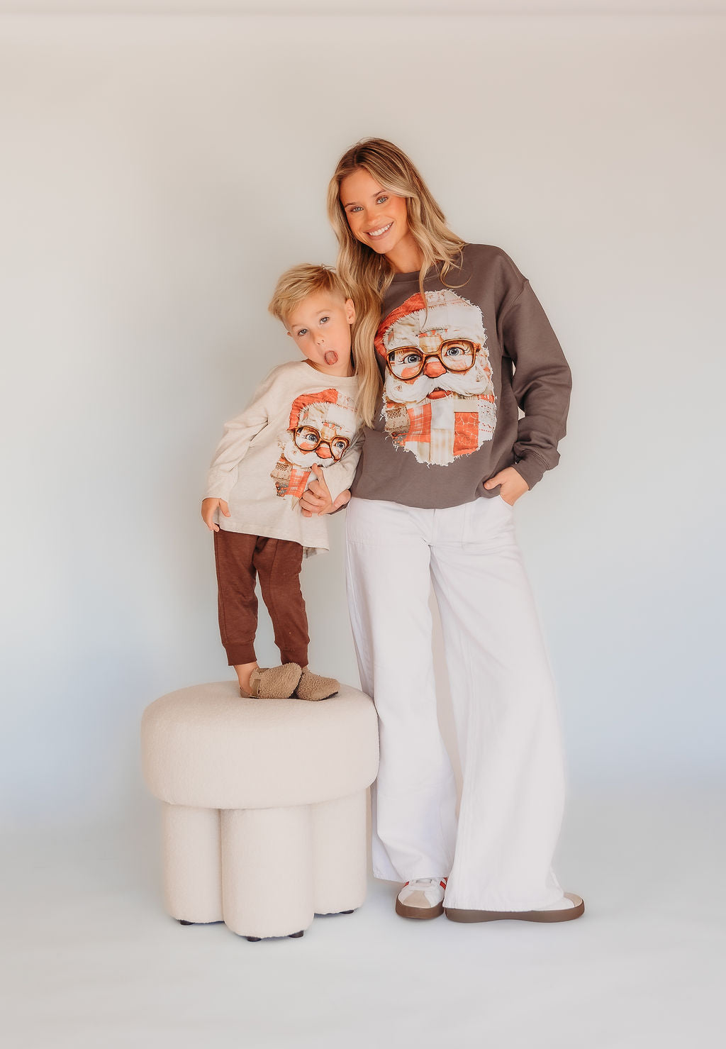 Patch Work Santa Adult Christmas Sweatshirt