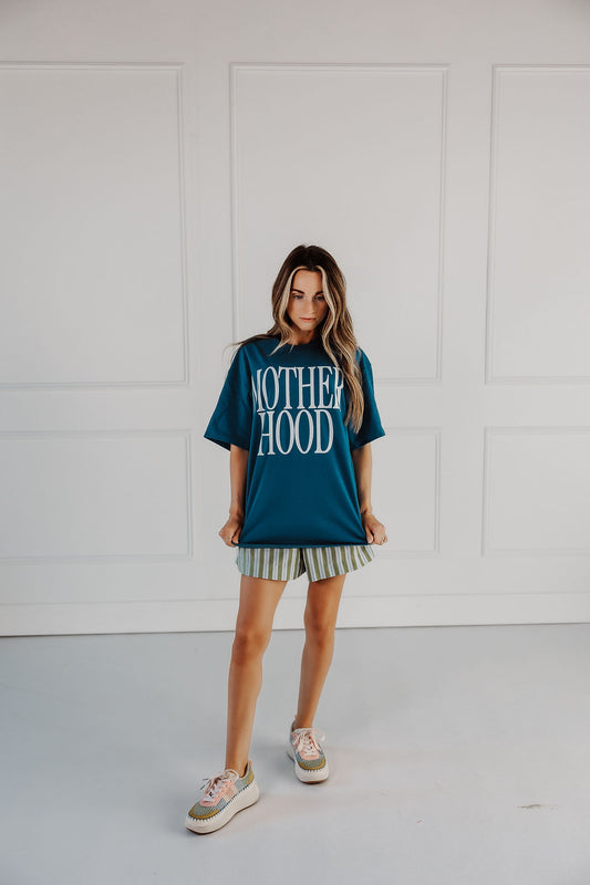MotherHood Blue Oversized Graphic Tee
