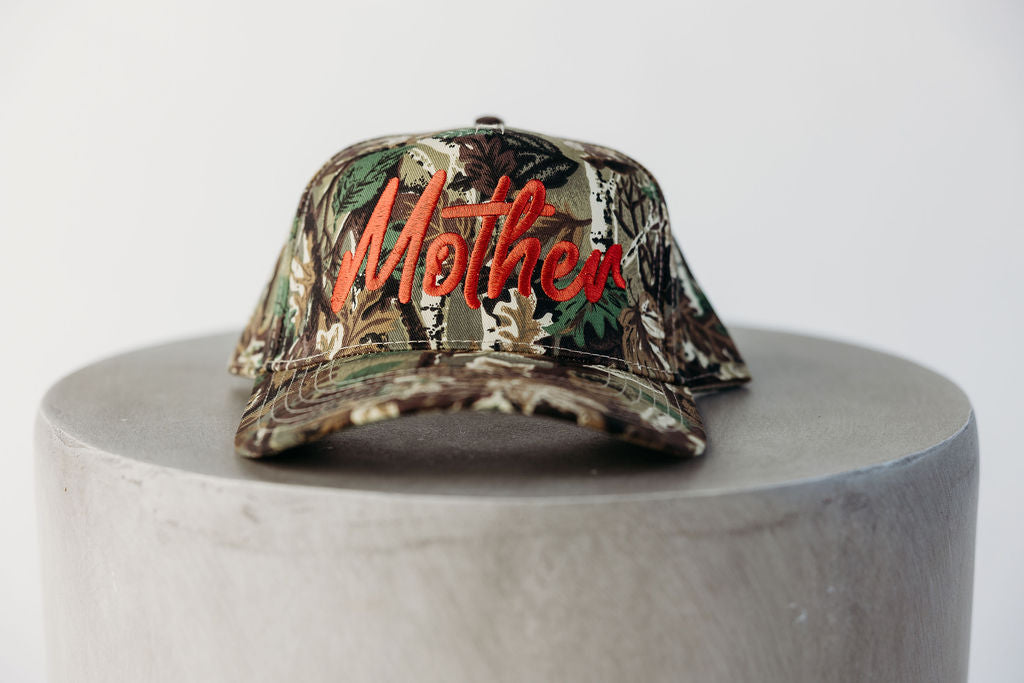 Mother Cursive Camo Vintage Hat