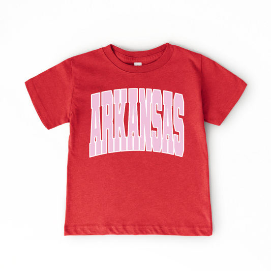 Arkansas Pink Varsity Kids Graphic Tee