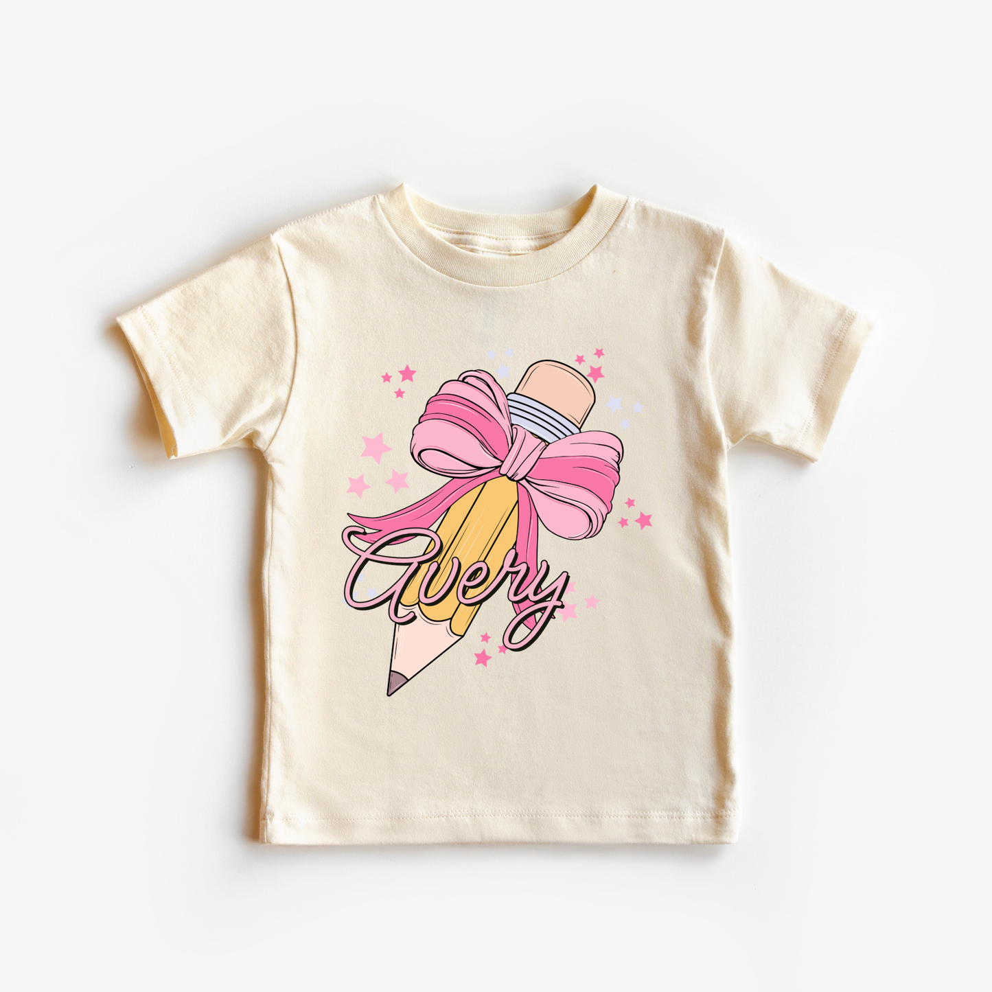 Back to School Pink Pencil Custom Name Tee