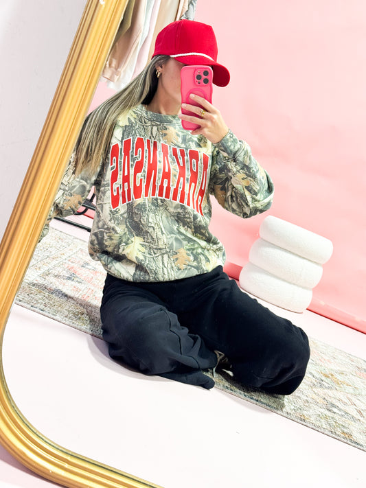 Arkansas Camo Womens Pullover