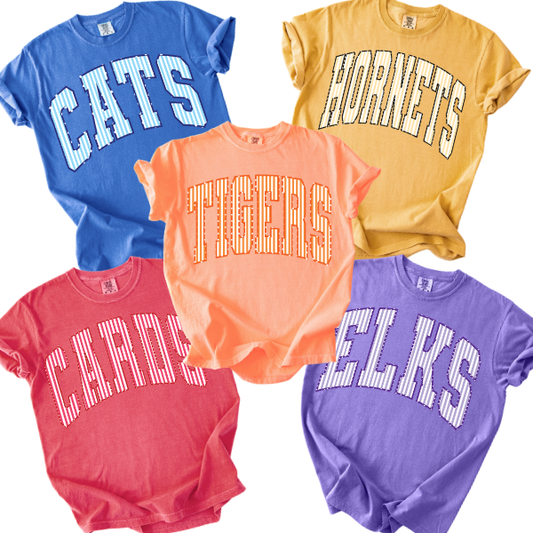 Custom Stripe School Spirit Graphic Tees