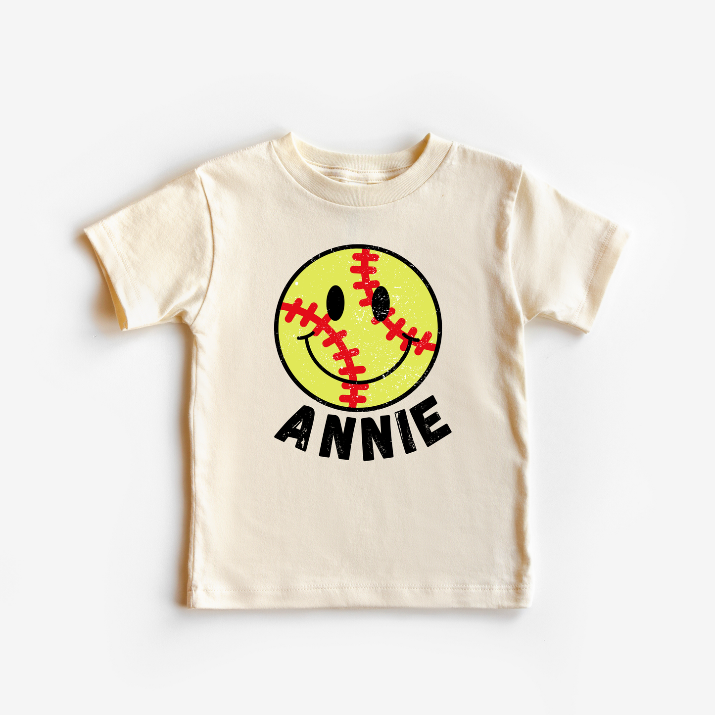 Softball Smiley Name Tee
