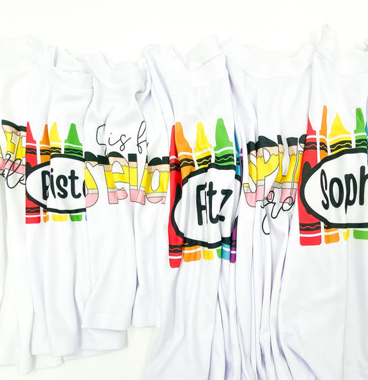 Back to School Crayon Name Tee