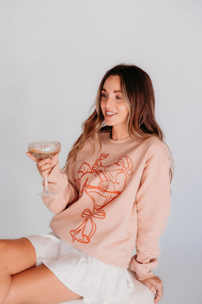 Martini Santa Adult Christmas White Sweatshirt