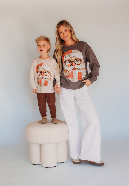 Patch Work Santa Adult Christmas Sweatshirt