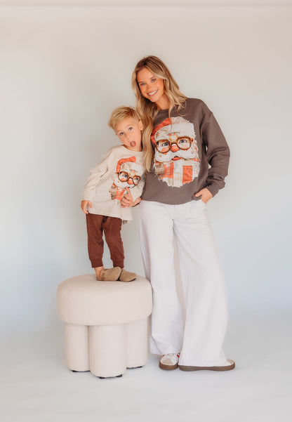 Patch Work Santa Adult Christmas Sweatshirt