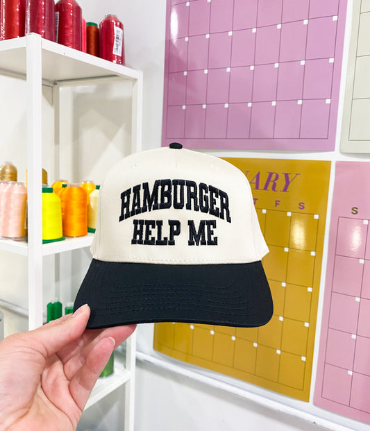 Hamburger Help Me embroidered hat